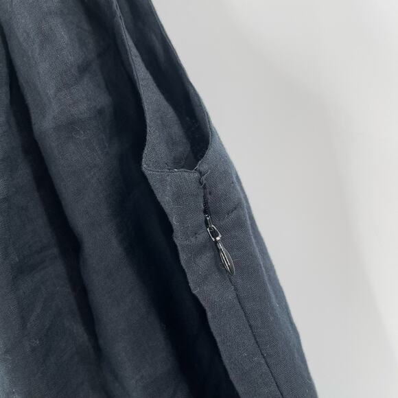 NEW ANTHROPOLOGIE Dress Size 10 NWOT One Shoulder 100% Linen Black Faux Wrap - Picture 11 of 16